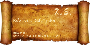 Köves Sándor névjegykártya